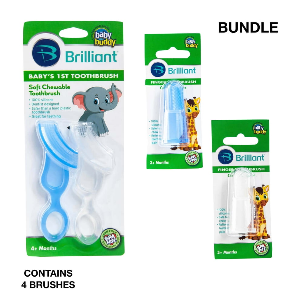 Brilliant Silicone Brush Bundle with Silicone Finger Toothbrushes and