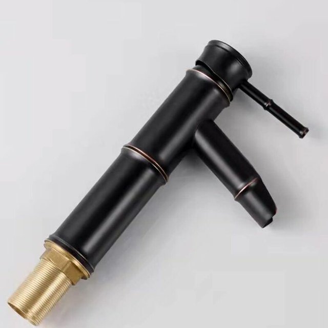 Grifo de baño negro, Grifo de baño de bambúGrifo de lavabo negro, Grifo de baño de cromo negro, Apertura aplicable Ø32-42 mm esquí esquí Gafas de esquí