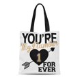 thumbnail image 1 of NUDECOR Canvas Tote Bag Heart Varsity Graphic Preppy Slogan Text Active Arrow Beautiful Durable Reusable Shopping Shoulder Grocery Bag, 1 of 1