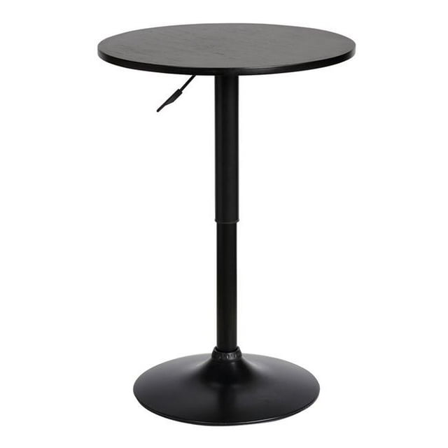 Benjara BM236681 Table de Pub Ronde Ajustable de 24 Po avec Base en Métal, Noir
