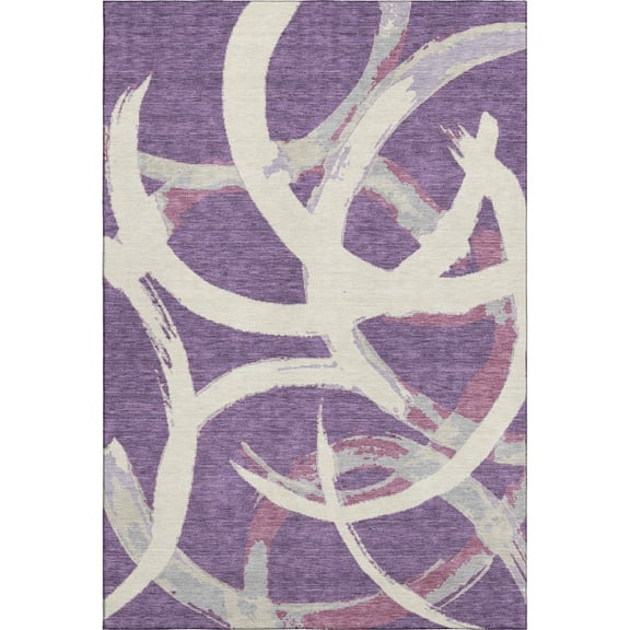 Addison Rugs Mayfield Premium Machine Washable Transitional Circles Purple Rectangle Rug, 10' x 14'