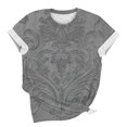 thumbnail image 6 of Cmfcve Summer Shirts for Women Round Neck Button Tunic Blouse Short Sleeves Printed Vacation Tee Shirt, 6 of 6