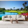 thumbnail image 2 of Wallpaper Golf Course Green Sand Bunkers Reflective Water Palm Trees Peel and Stick Wall Murals 69"H x 96"W Removable PVC Wall Paper Self-Adhesive Wall Paintings Art Decor for Bedroom Living Room, 2 of 7