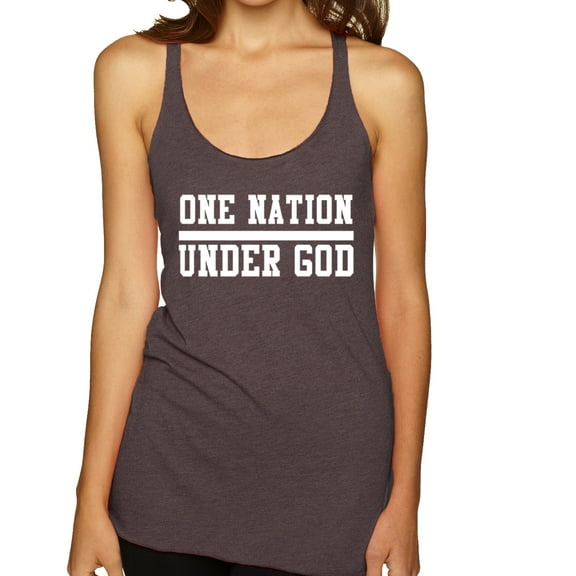 Wild Bobby One Nation Under God Inspirational/Christian Women Tri-Blend Racerback Tank Top, Brown, Small
