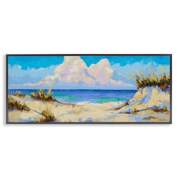 Stupell Industries Traditional Modern Cloudy Beach Black Framed Giclee Art, 24 x 10, by Trevor Copenhaver