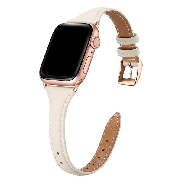 WFEAGL Leather Band Compatible Apple Watch Band 38mm 40mm 41mm Ivory ...