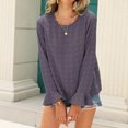 thumbnail image 2 of Blusa de trabajo acampanada para mujer con cuello redondo y mangas largas, gris oscuro, talla L Blusa de jacquard con lunares, 2 of 6