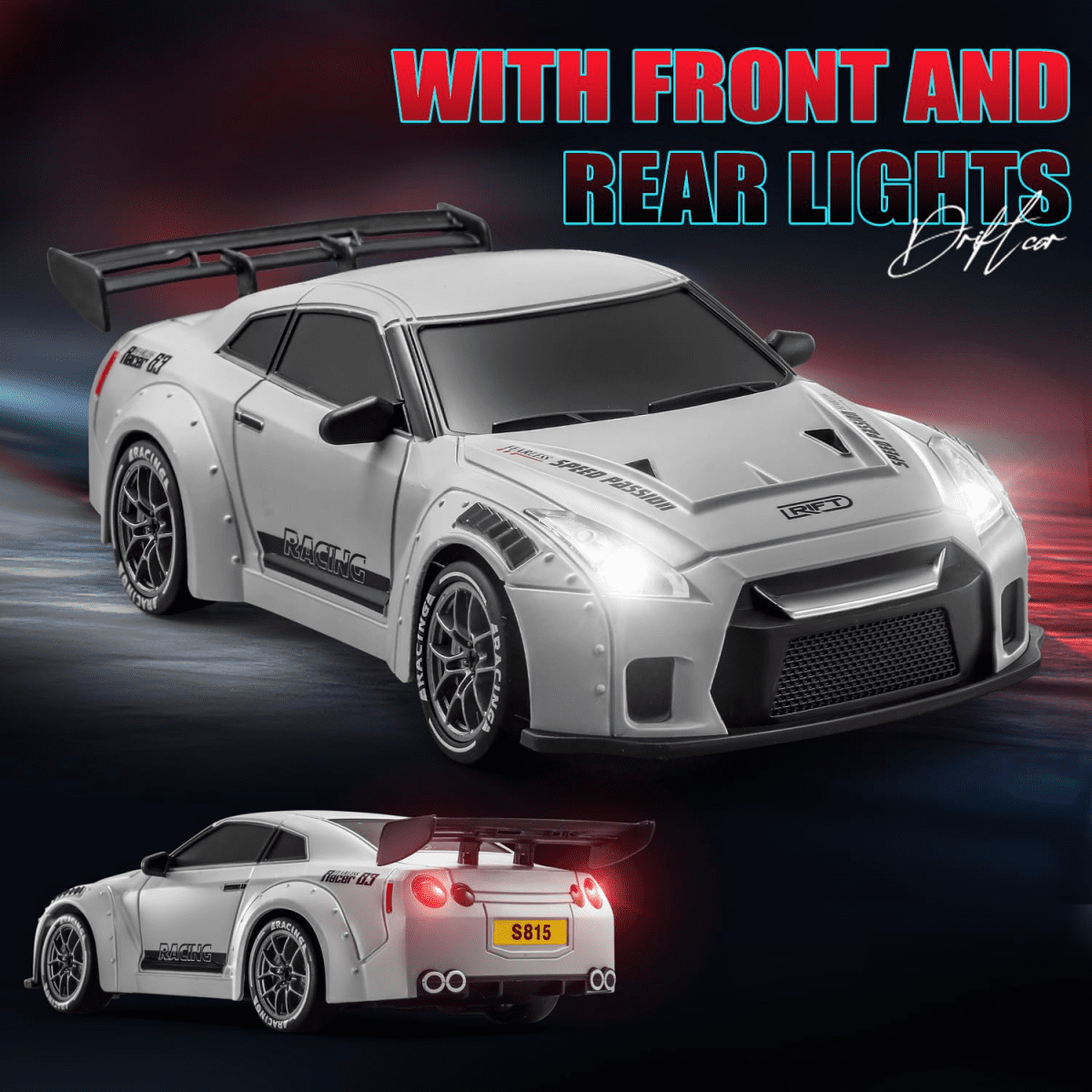 RC Drift Car for Adults, 1/24 Mini Remote Control Car 4WD RC Race Cars with Lights Dual Tires Batteries for Kids Christmas Birthday Gifts