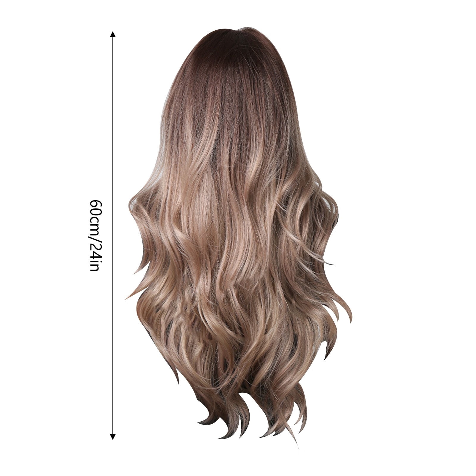 UTOURS Human Hair Wigs For Women 24in/60cm Long Wavy Gradient Brown Women'S High Temperature Silk Wig Suitable For Party Festival Cosplay