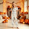 thumbnail image 2 of Family Matching Halloween Pajamas Set Short SLeeve Top & Pants 2 Piece Sleepwear Jammies Cute Pumpkin Ghost Spider Skeleton Pat Print Holiday Pjs for Women Men Couples Kids 6 Years, 2 of 6