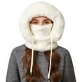 thumbnail image 6 of 3 In 1 Beanie Hat With Scarf And Mask Cozy Womens Scarves Soft Face Masks Scarfs Warm Winter Clothing Beanies Hats White, 6 of 8
