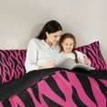 thumbnail image 5 of Homewish Geometric Stripes Bedding Comforter Set,Abstract Zebra Print Twin Comforter Sets,Pink Black Bedding Set For Girls Kids,Luxury Bedroom Decor Reversible,2-Piece, 5 of 8