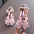 thumbnail image 1 of CHAOLEI Fashion Spring And Summer Girls Sandals Dress Performance Dance Shoes Flat Bottom Light Mesh Bow Sequin Rhinestone Buckle -Pink,18-24 Months, 1 of 1