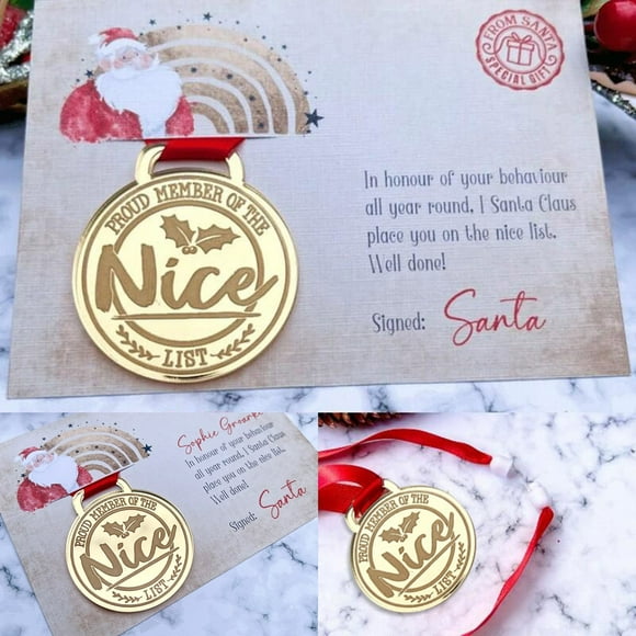 Harpily Cartes de Vœux 1 Pce Badge Cartes de Vœux de Noël Cadeaux Personnalisés d'Honneur du Père Noël pour Enfants Super Cadeaux pour Enfants Cartes de Vœux Cadeaux