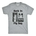 thumbnail image 1 of Mens Back In My Day T Shirt Funny Old Tech Cassette Floppy Disk Tee (Heather Grey) - L, 1 of 3