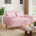 thumbnail image 6 of Sobaniilo 47" Small Modern Loveseat Sofa, Mid Century Linen Fabric 2-Seat Sofa Couch Tufted Love Seat with Back Cushions and Tapered Wood Legs for Living Room, Bedroom and Small Space (Pink), 6 of 7