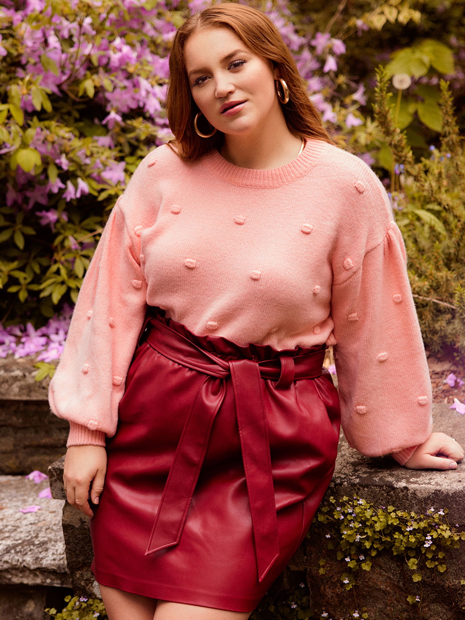 Pink leather clearance skirt plus size