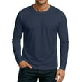 thumbnail image 2 of WTOBBY Men's Round Neck Raglan Long Sleeve T-Shirt Top Casual Everyday Shirt for Men in Comfortable Lightweight Design,Navy 2XL, 2 of 6