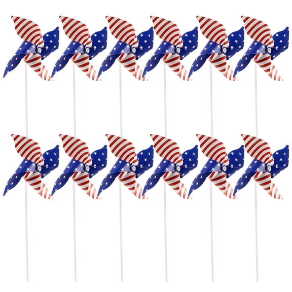 12-Piece Pinwheel Set Patriotic Party Decorations for Fourth of July and Holiday Celebrations