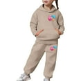 thumbnail image 3 of BUWTTED Girls Activewear Jogger Sets - 2 Piece 67 Print 6 7 Ice Cream Graphic Pullover Hoodie Sweatshirt Sweatpants Sweatsuit Outfits ZB Khaki Sizes 4-5 Y, 3 of 8