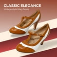 thumbnail image 4 of Chase & Chloe Women's Mary Jane Oxford Pumps - Cute Low Kitten Heels - Retro Round Toe Shoe with Ankle Strap, 4 of 5