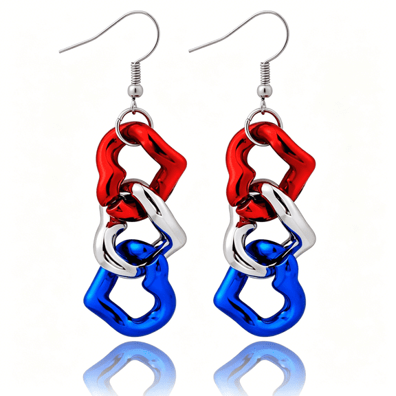 DESIGNICE 4Th of July Earrings for Women,Red White and Blue Patriotic Dangle Earrings,250 Anniversary Memorial Day American Flag Earring,Independence Accessories Gifts for Women