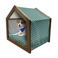 thumbnail image 1 of Abstract Pet House, Fractal Triangles Circular Shapes Retro Style Geometrical Tile, Outdoor & Indoor Portable Dog Kennel with Pillow and Cover, 5 Sizes, Blue Teal Pale Green, by Ambesonne, 1 of 5