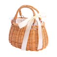 thumbnail image 1 of Rectangle Woven Handbag with Bowknot Wicker Trendy Concise Women Handbag Collocation Accessory, 1 of 8