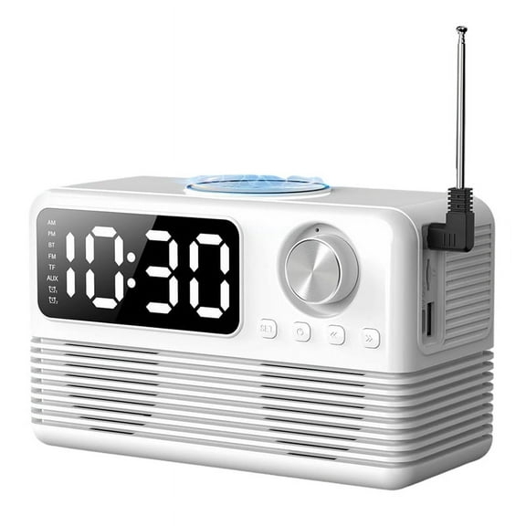 15W Wireless Bluetooth Speaker with Charger and Clock Radio,4 In1 Wireless Charging Station with FM Radio for Home White