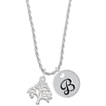 thumbnail image 1 of Delight Jewelry Silvertone Medium Tree of Life Silvertone Script Initial Disc - B - Charm Necklace, 20"+3", 1 of 4