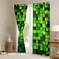 thumbnail image 3 of Homewish Square Checkered Kids Black Out Curtains, Cartoon Building Gamers Curtains Pack of 2 (42x63 Each), Black Green Block Patchwork Bedroom Curtains, Curtains and Drapes Bedroom Decor, 3 of 6