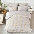 thumbnail image 4 of Flymme Grey Marble Comforter Sets Queen Size Bed in a Bag 7 Pieces Modern Gold Marble Texture Bedding Comforter Set with Sheets for All Season, 4 of 8