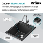 KRAUS Bellucci 18 Granite Composite Workstation Drop-In Top Mount Single Bowl Kitchen Bar Sink in Metallic Grey with Accessories