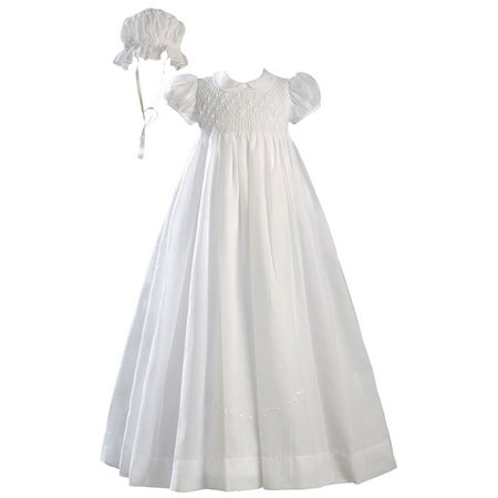 

Girls White 32″ Hand Smocked Polycotton Batiste Christening Baptism Gown (Baby)