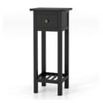 thumbnail image 3 of Slim Nightstand with Drawer & Shelf - 2 Tier Bedside Table - Vintage Style End Table - Living Room, Bedroom - Wood MDF - 16"x16"x35", 3 of 9