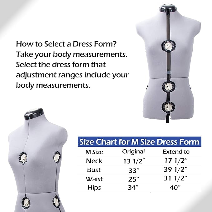 GEX Worldwide 70'' Gray Female Fabric Adjustable Mannequin Dress Form for Sewing Women's Mannequin Body Torso with Stand Medium