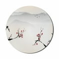 thumbnail image 1 of East Mouse Pad for Computers, Japanese Nature Landscape National Sakura Flower over Himalayas and Flying Gulls, Round Non-Slip Thick Rubber Modern Mousepad, 8" Round, Beige Red Black, by Ambesonne, 1 of 2