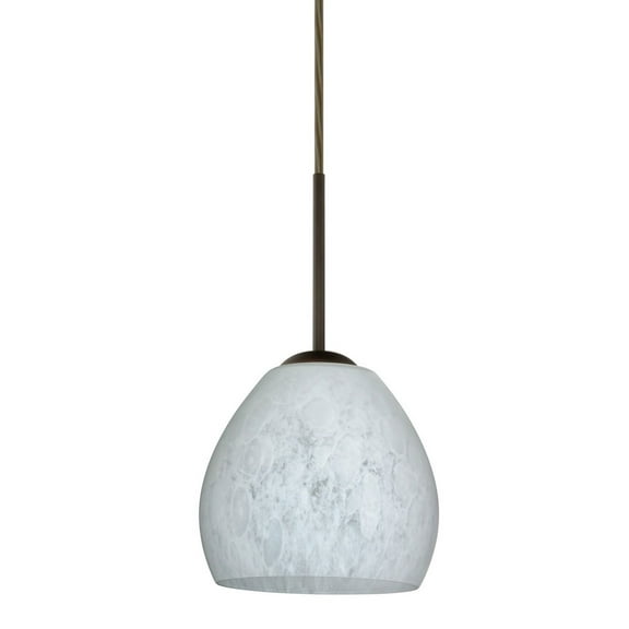 1BT-412219-LED-BR-Besa Lighting-Bolla-One Light Cord Pendant with Flat Canopy-5.88 Inches Wide by 5.25 Inches High-Bronze Finish-Carrera Glass