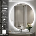 thumbnail image 6 of FTOTI 32 Inch LED Backlit Round Mirror for Vanity,Dimmable Lighted Bathroom 6000K Wall Mounted Mirror with Lights,Anti-Fog, Touch Switch and CRI 90+, 6 of 8