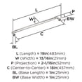 thumbnail image 5 of Amerock Coble 18 inch (457mm) Center-to-Center Polished Nickel Appliance Pull, 5 of 6