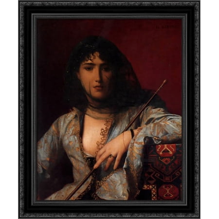Femme Circassienne Voil?e 20x23 Black Ornate Wood Framed Canvas Art by Gerome, Jean Leon