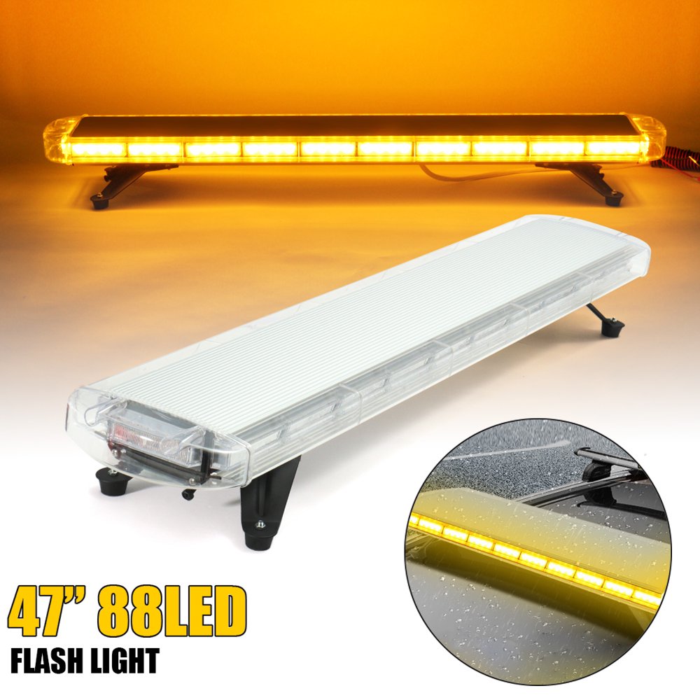 47'' 88W 88 LED Strobe Light Bar Car Roof Top Beacon Amber Flashing