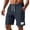 Navy, variant on HBYJLZYG Men's Drawstring Elastic Waist Shorts with Side Pockets, Cotton Linen Blend Relaxed Fit Solid Color Lightweight Versatile Casual Wear with Decorative Patch Detail