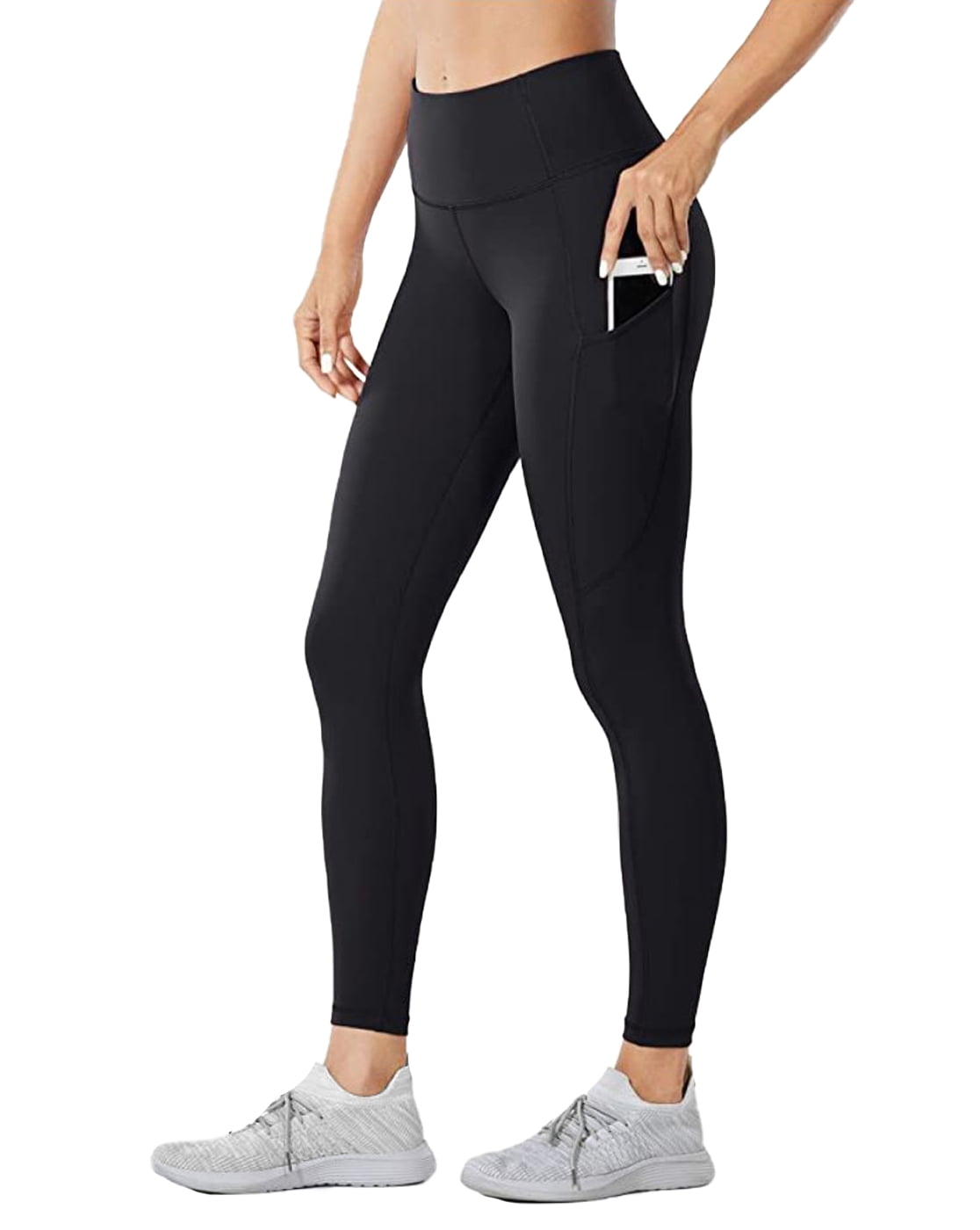 Women's Sportswear Microfiber Leggings in Black with High-Waisted,  Contouring and Firming Effect - ARMONIKA - Invertika