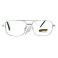 thumbnail image 1 of SA106 Rectangular Metal Frame Multi 3 Focus Progressive Reading Glasses Silver +1.5, 1 of 4