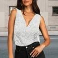 thumbnail image 3 of Lixiuxyad Womens Loose Tank Tops Fashion Sequin Camisole Elegant V Neck Sleeveless Tank Top For Party Club Evening Dress Night Out Casual Wear,White, 3 of 5