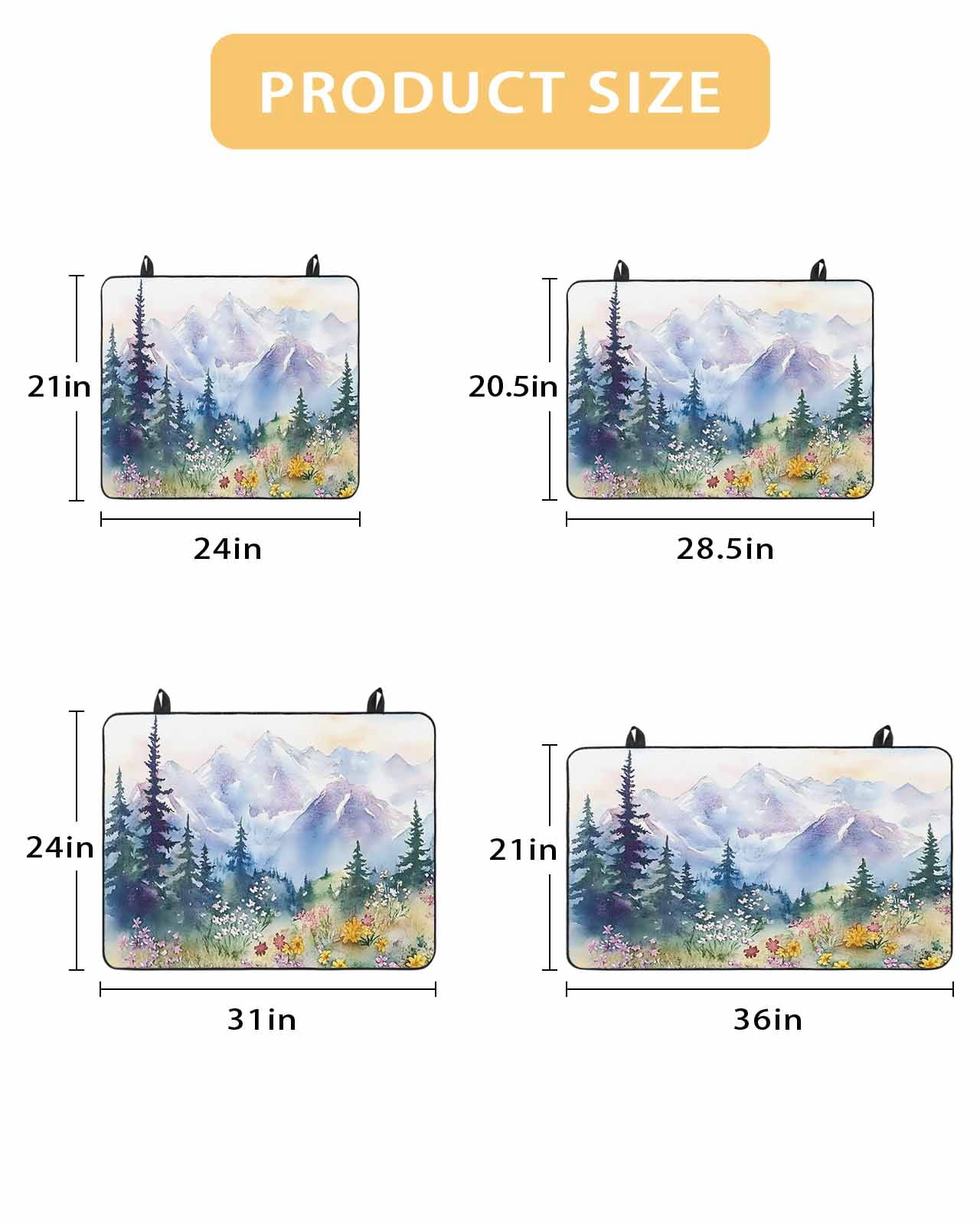 nqOlkjepod Large Induction Cooktop Protector Mat 24"x21", Forest Mountains Stove Top Covers for Electric Stove, Watercolor Natural Flower Tree Stove Burner Cover Mats, Glass Top Stove Cover