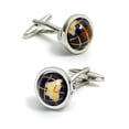 thumbnail image 1 of Gemelos de lujo con forma de globo esmaltado para hombre, diseño de tierra giratoria, 1 of 3