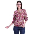 thumbnail image 2 of Moomaya Sexy 3 /4Th Sleeve Tops Women Printed Ruffle Shirt Women Summer T-Shirt, 2 of 5