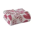 Red Valentines Throw Blanket Pink Hearts on White Fleece Soft Fleece